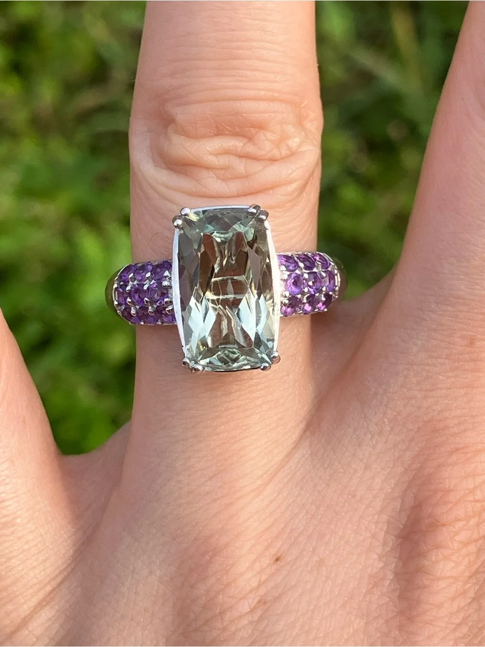 Genuine Prasiolite African Amethyst Ring Size 8